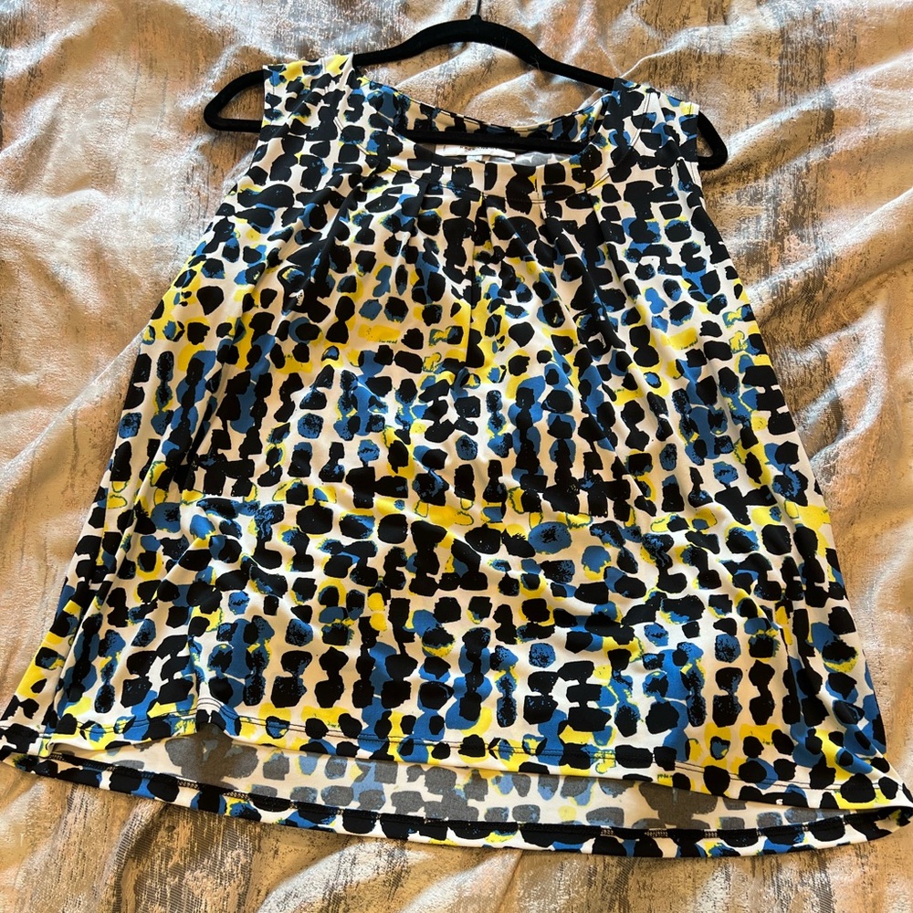 Jones Sudio Separates Blue & Yellow Print Blouse